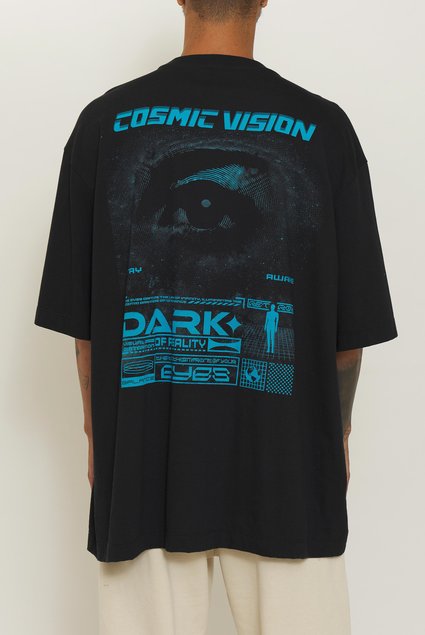 camiseta preta new over estampada cosmic vision retroy 8